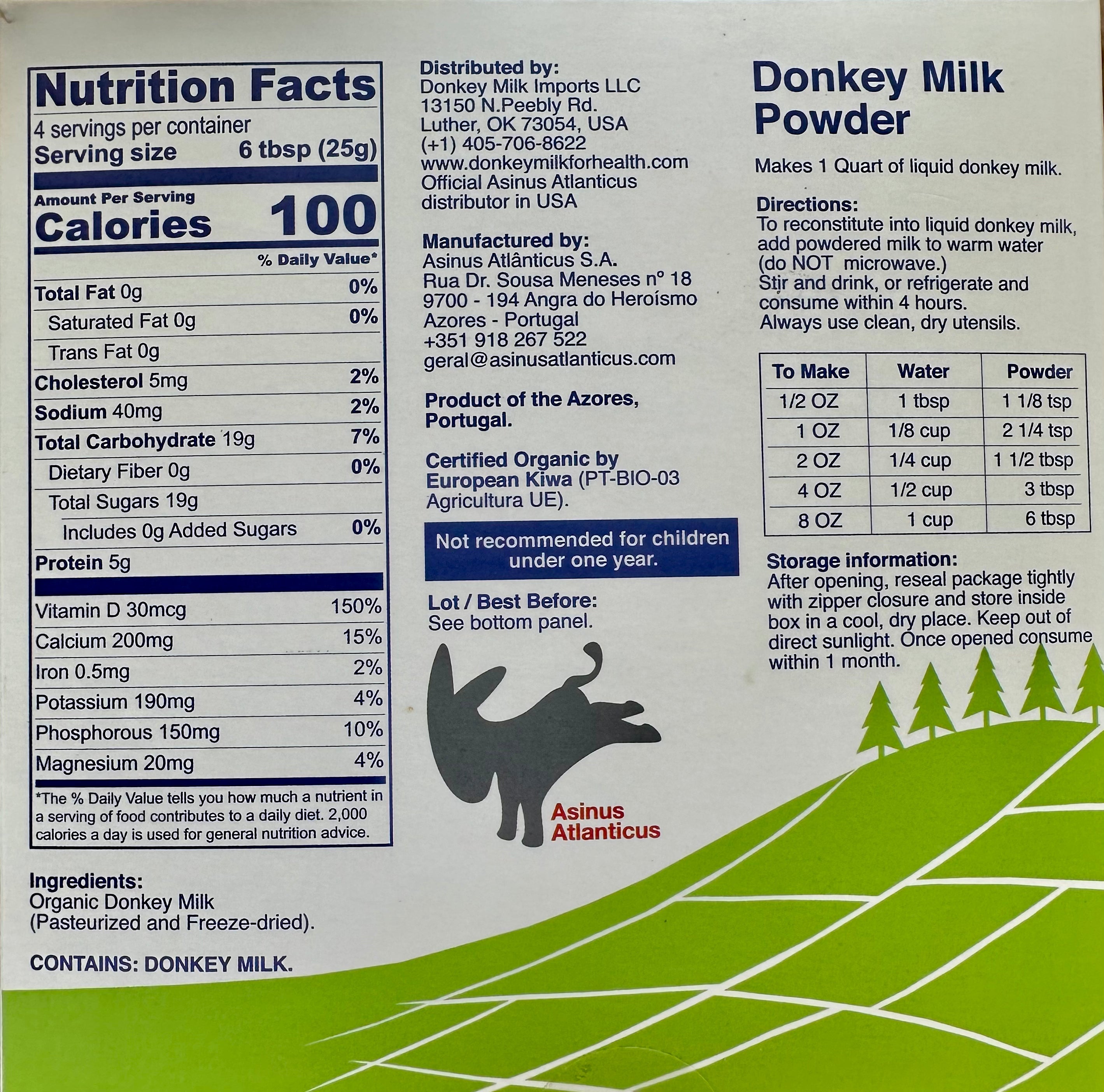 Pre-order for DECEMBER: WHEAT AND TREE NUT FREE SCAI Allergy Donkey Milk:  Cruelty free, USDA Organic from Azores Islands